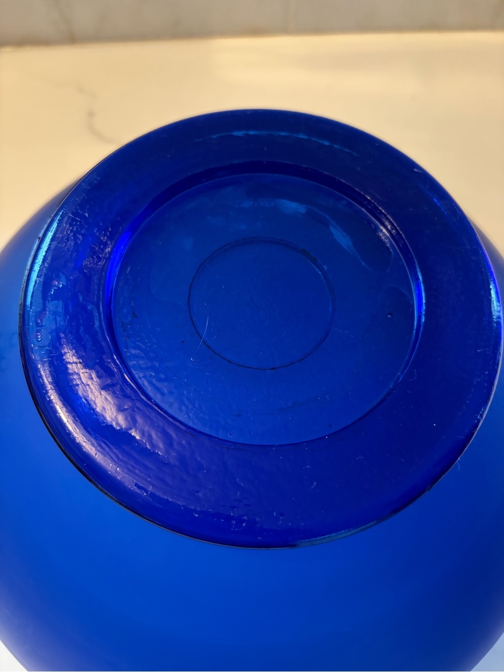 Cobalt Blue Vintage Frosted Glass Bowl 9.5 in Diameter 4.5 Inches High. - Picture 10 of 10